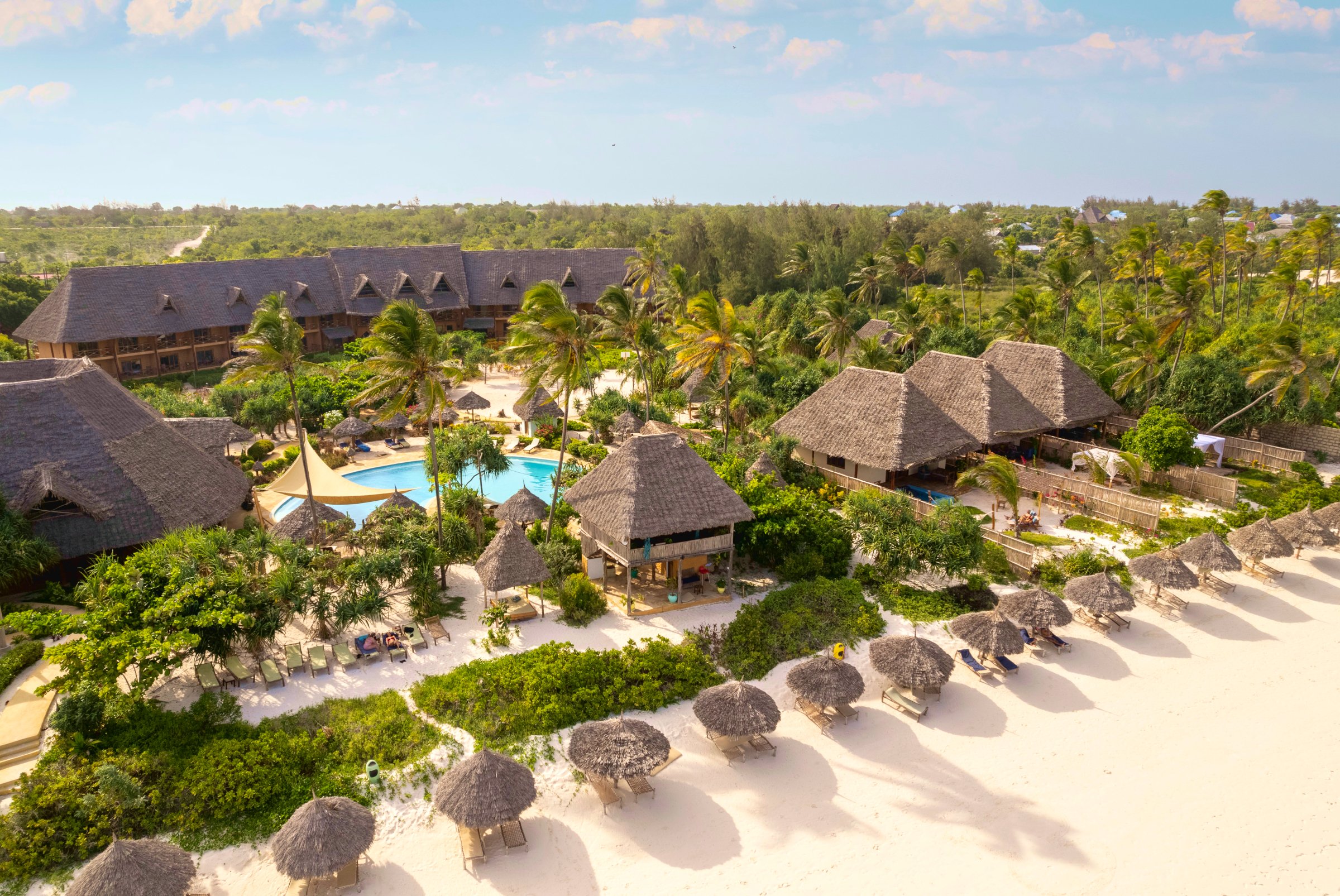Aerial view of Zanzibar Queen Hotel on Matemwe Beach